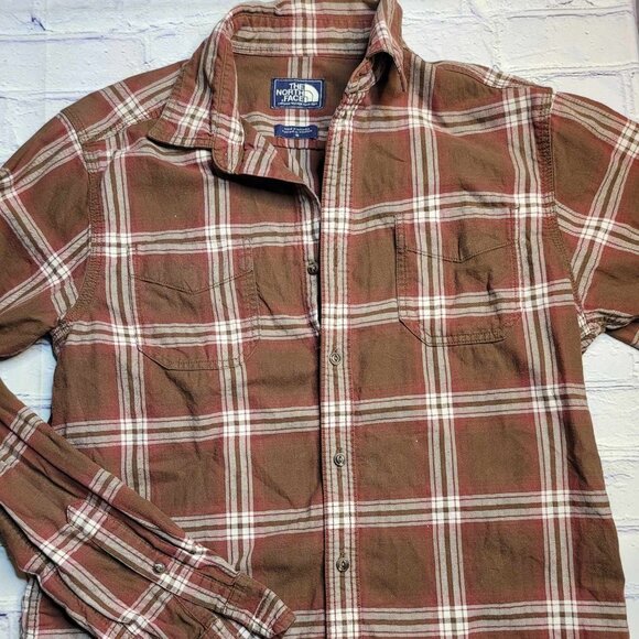 The North Face Mens Button Down Shirt Long Sleeve‎ Plaid Brown Size M - Picture 1 of 6